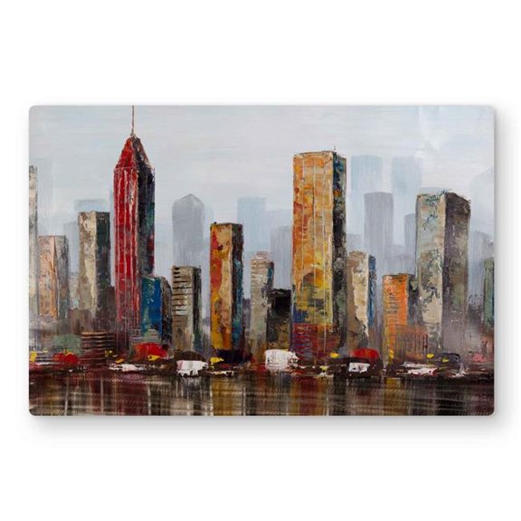 Begin Home Decor C1MP1218WUSF6Q 12 x 18 in. Rust Looking City - Modern Office Metal Print Wall Art for Home Decor