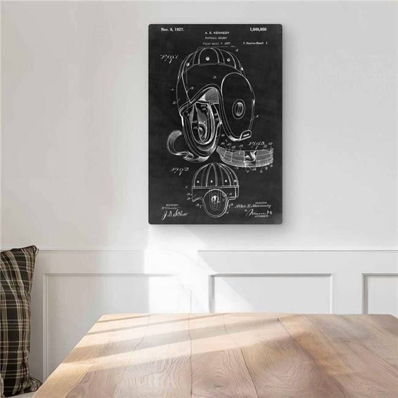 Begin Home Decor C1MP1218ZT0CDB 12 x 18 in. Black Blueprint Football Helmet Vintage Metal Print Wall Art - Decor