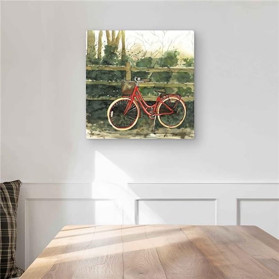 Begin Home Decor C1MP16162PT0Q4 16 x 16 in. Riding in the Woods by Bicycle Wall Art - Kitchen Bike Metal Print