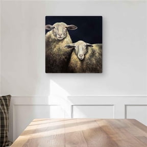 Begin Home Decor C1MP16164ZURTI 16 x 16 in. Two Sheep Blue Background - Turquoise Metal Print Wall Art - Decor