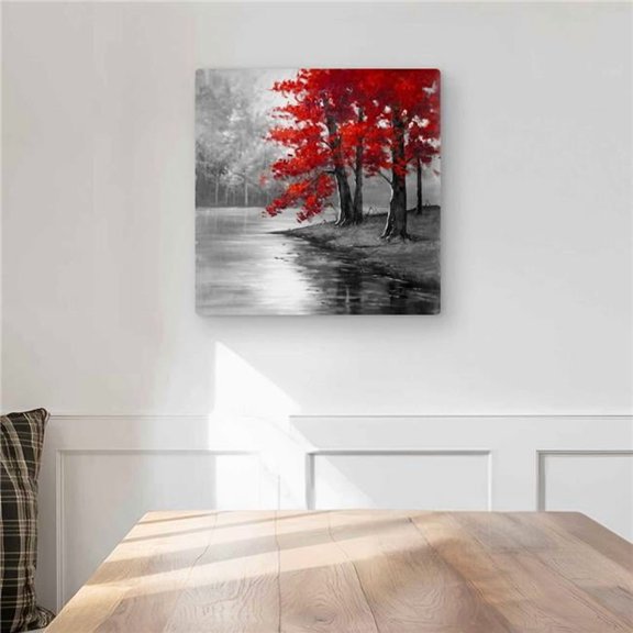Begin Home Decor C1MP16165DGCQD 16 x 16 in. Peaceful View - Gray Bedroom Metal Print Wall Art for Home Decor