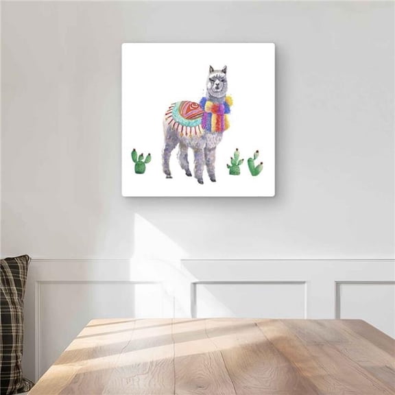 Begin Home Decor C1MP16165GE65A 16 x 16 in. Traditional Peruvian Lama Wall Art - Gray Bedroom Metal Print Decor