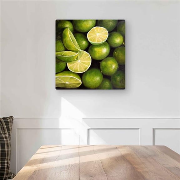 Begin Home Decor C1MP16166HZXGQ 16 x 16 in. Basket of Limes - Hyperrealist Green Metal Print Wall Art - Decor