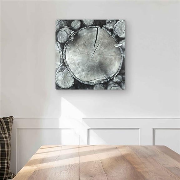 Begin Home Decor C1MP1616731KZC 16 x 16 in. Stacked Wood Logs - Black Trees Metal Print Wall Art for Home Decor