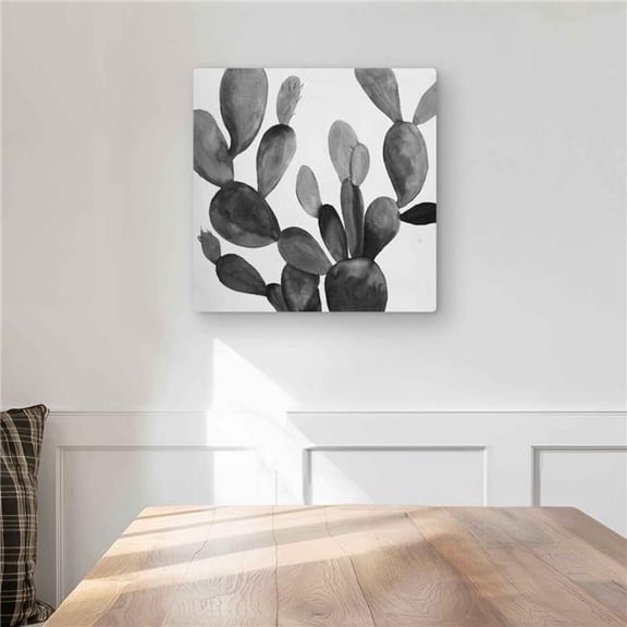 Begin Home Decor C1MP16168XJG0T 16 x 16 in. Grayscale Cactus - Gray Metal Print Wall Art for Living Room Decor