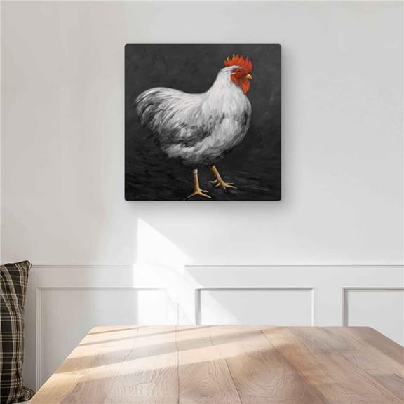 Begin Home Decor C1MP1616EVEMHV 16 x 16 in. Gray Rooster 2 - Kitchen Animals Metal Print Wall Art for Home Decor