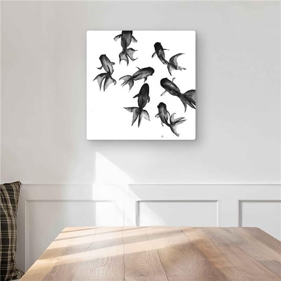Begin Home Decor C1MP1616GBCL6Y 16 x 16 in. Small Black Fishes - Metal Print Wall Art - Aquatic Art