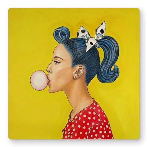 Begin Home Decor C1MP1616H71E9I 16 x 16 in. Retro Woman with Beautiful Ponytail Wall Art - Bedroom Metal Print