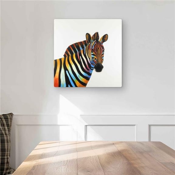 Begin Home Decor C1MP1616HJSV5N 16 x 16 in. Colorful Profile View of A Zebra Wall Art - Exotic Blue Metal Print