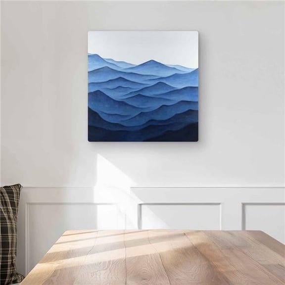 Begin Home Decor C1MP1616N8MAMG 16 x 16 in. Dark Calm Ocean Waves Wall Art - Coastal Blue Metal Print