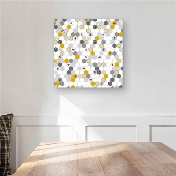 Begin Home Decor C1MP1616NPNFQT 16 x 16 in. Beehive Pattern Yellow Metal Print Wall Art - Home Decor Accent