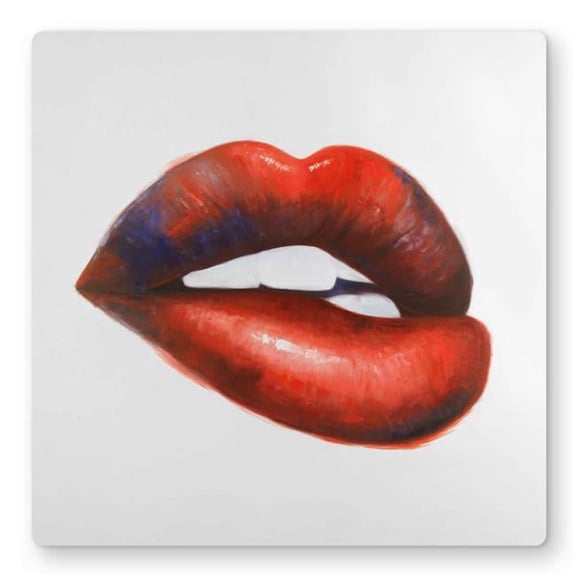 Begin Home Decor C1MP1616PO2BR0 16 x 16 in. Beautiful Red Mouth - Bedroom Beauty Metal Print Wall Art for Decor