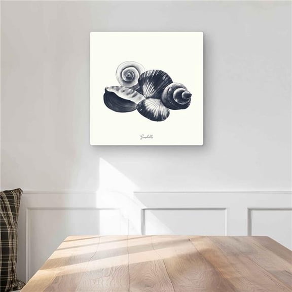 Begin Home Decor C1MP1616RIG9B3 16 x 16 in. Blue Seaside Shells Metal Print Wall Art - Marine Coastal Home Decor