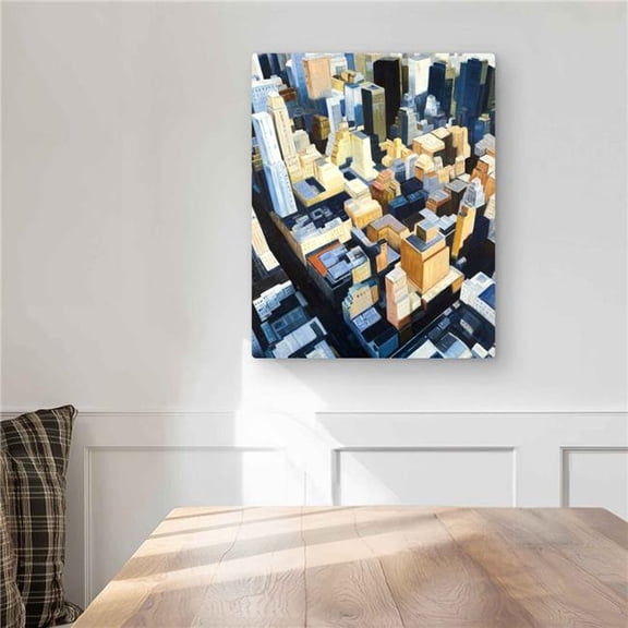 Begin Home Decor C1MP1620A9C7HD 16 x 20 in. Manhattan View Empire State Building Office Blue Metal Print Wall Art