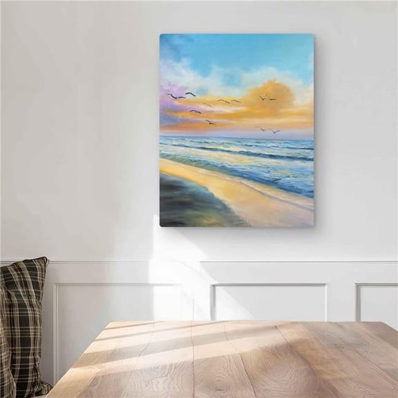 Begin Home Decor C1MP1620HAFZLX 16 x 20 in. Breathtaking Tropical Sunset Wall Art - Blue Romantic Metal Print