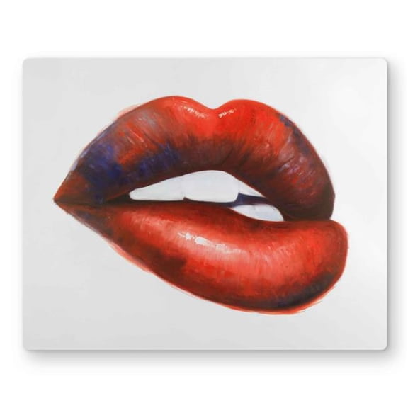 Begin Home Decor C1MP1620IC2DK9 16 x 20 in. Beautiful Red Mouth - Fashion Red Metal Print Wall Art for Home Decor