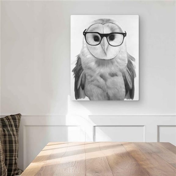 Begin Home Decor C1MP1620LVXF6J 16 x 20 in. Realistic Barn Owl with Glasses Wall Art - Black Metal Print Decor
