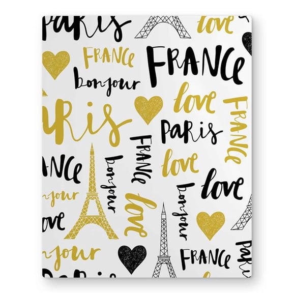 Begin Home Decor C1MP1620OCG4WR 16 x 20 in. Bonjour La France - Typography Metal Print Wall Art for Home Decor