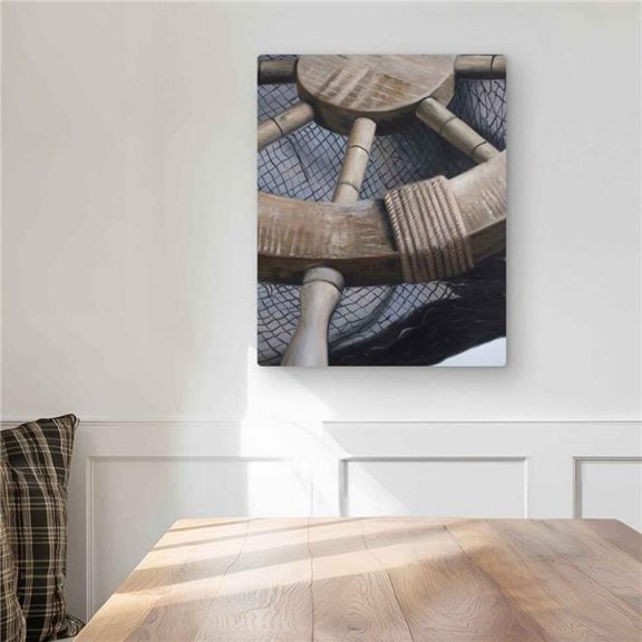 Begin Home Decor C1MP1620RGZ4BR 16 x 20 in. Helm On Fishing Net Metal Print Wall Art - Coastal Livingroom Decor