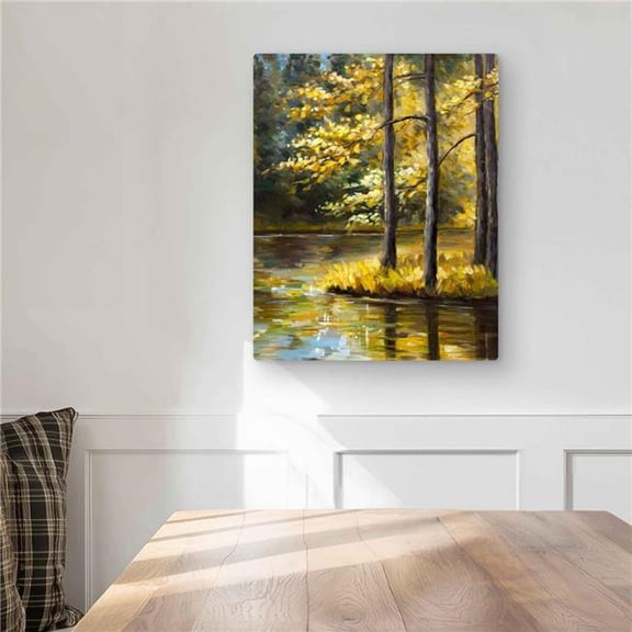 Begin Home Decor C1MP1620SX5FK8 16 x 20 in. Fall Landscape by the Water Wall Art - Trees Livingroom Metal Print