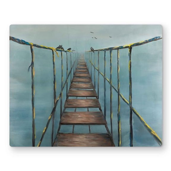 Begin Home Decor C1MP1620U7VO50 16 x 20 in. In the Jungle - Bridge Blue Metal Print Wall Art for Home Decor