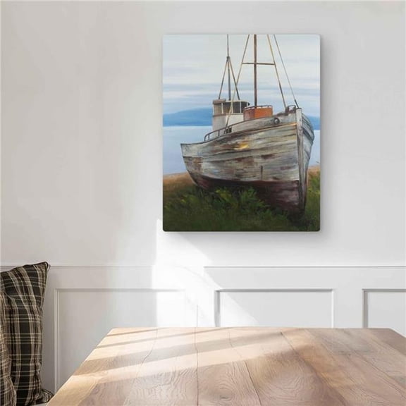Begin Home Decor C1MP1620UZOETC 16 x 20 in. Old Abandoned Boat - Brown Landscapes Metal Print Wall Art for Decor