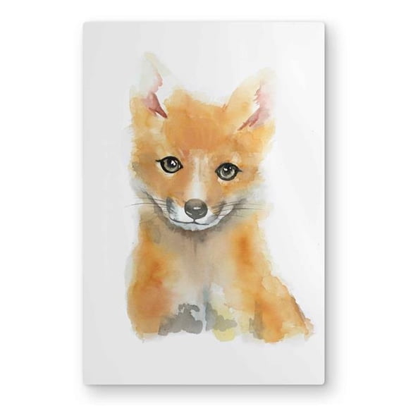 Begin Home Decor C1MP203001VKGW 20 x 30 in. Watercolor Baby Fox Wall Art - Bedroom Brown Metal Print Home Decor