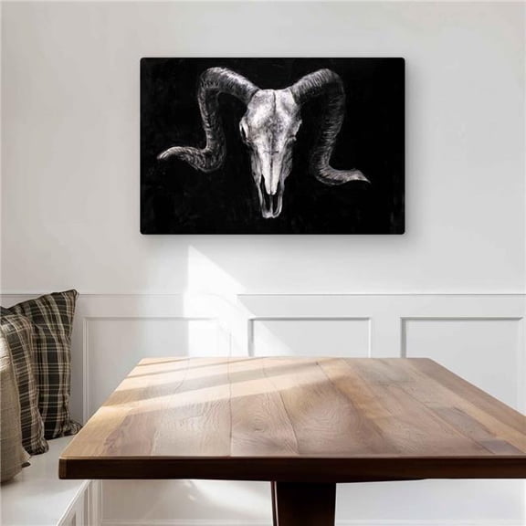 Begin Home Decor C1MP20305IORAB 20 x 30 in. Ram Skull Grunge Style - Farm Animals Metal Print Wall Art - Decor