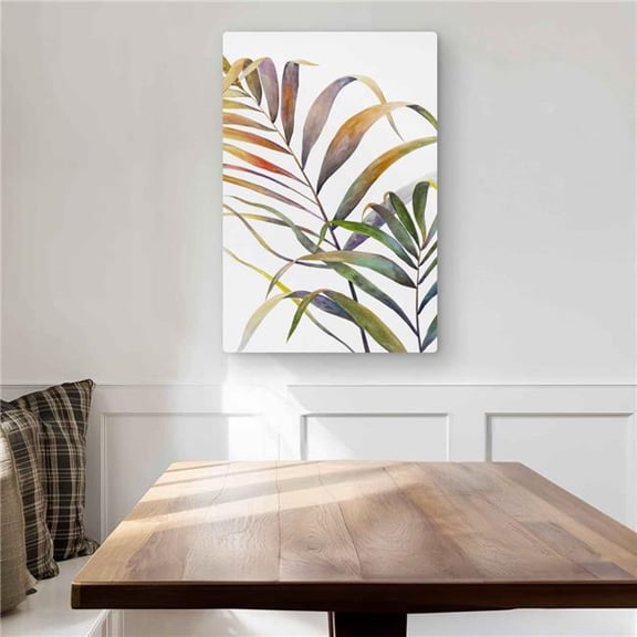 Begin Home Decor C1MP2030673EJ9 20 x 30 in. Watercolor Tropical Palm Leaves Wall Art - Orange Floral Metal Print