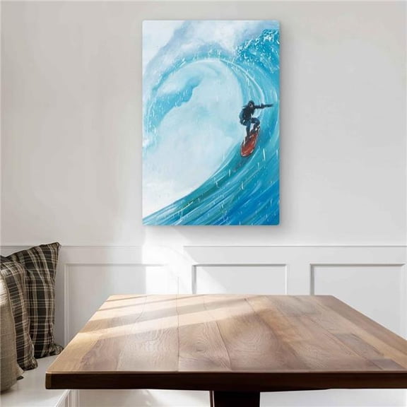 Begin Home Decor C1MP2030CHEJXY 20 x 30 in. Surfer On A Big Wave - Beach Metal Print Wall Art for Man Cave Decor