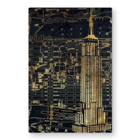 Begin Home Decor C1MP2030GR1606 20 x 30 in. Gold City Blue Print Wall Art - Gold Livingroom Metal Print
