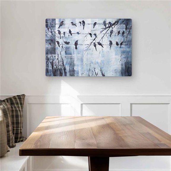 Begin Home Decor C1MP2030KALJX1 20 x 30 in. Abstract Birds On Electric Wire Wall Art - Industrial Animals Metal Print