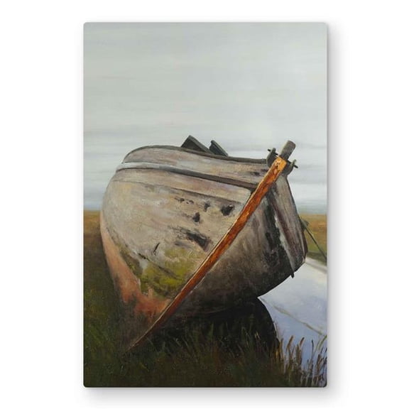 Begin Home Decor C1MP2030LE4MBF 20 x 30 in. Old Abandoned Boat In Swamp Wall Art - Coastal Metal Print Decor