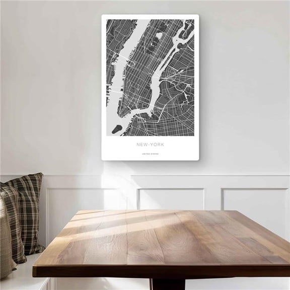 Begin Home Decor C1MP2030LPGNSU 20 x 30 in. York Graphic Map Wall Art - Industrial Blueprints Metal Print
