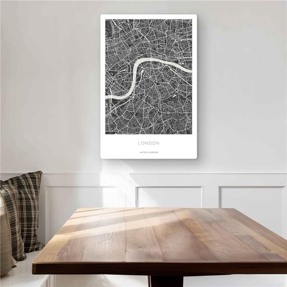 Begin Home Decor C1MP2030PJLCFP 20 x 30 in. Graphic Map of London Wall Art - Satellite View Metal Print Decor