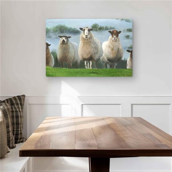 Begin Home Decor C1MP2030PV30IL 20 x 30 in. Flock of Sheep - White Metal Print Wall Art for Living Room Decor