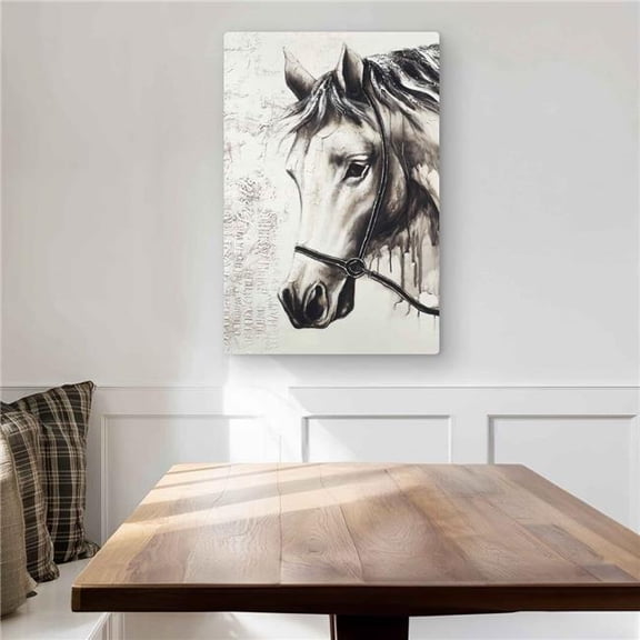 Begin Home Decor C1MP2030ROI2BH 20 x 30 in. Alpha the White Horse Wall Art - Farmhouse Animals Metal Print Decor
