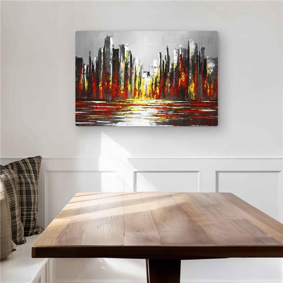 Begin Home Decor C1MP2030U6FP68 20 x 30 in. Abstract Red Skyline Wall Art - Building Abstract Metal Print