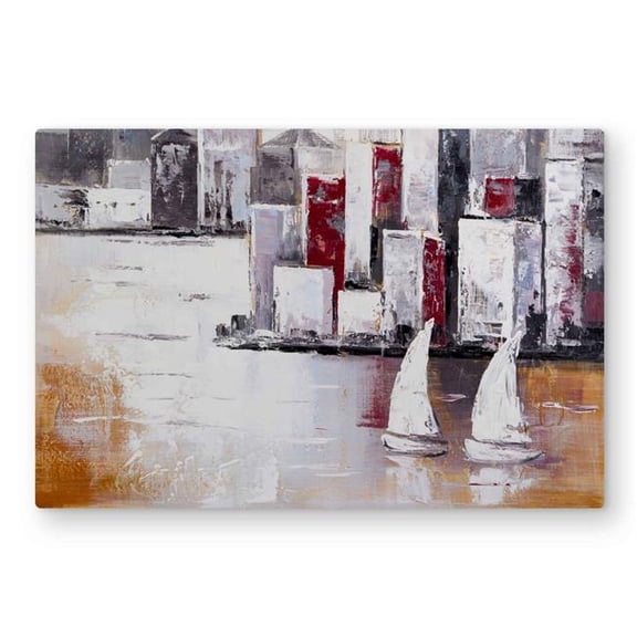 Begin Home Decor C1MP2030V84NDF 20 x 30 in. Sailboats & Urban City Wall Art - Orange Cities Metal Print Decor