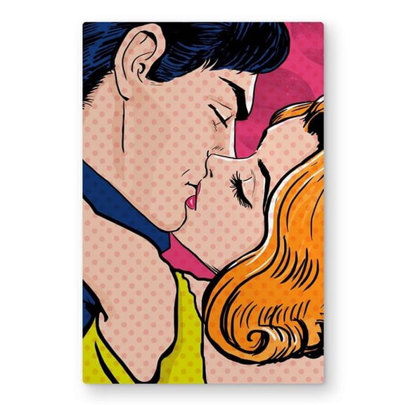 Begin Home Decor C1MP2030X35DUG 20 x 30 in. Pop Art Style Couple - Retro Man Metal Print Wall Art - Home Decor