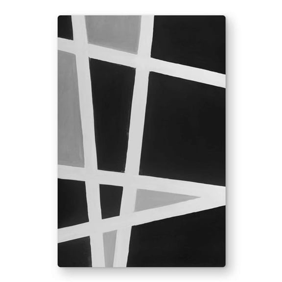 Begin Home Decor C1MP2436688YGA 24 x 36 in. Black & White Abstract Lines Wall Art - Gray Shapes Metal Print