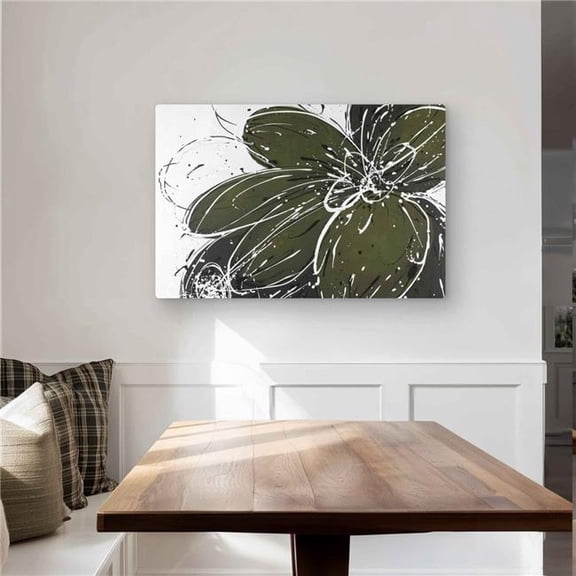 Begin Home Decor C1MP243676ZKXQ 24 x 36 in. Green Flower with Splash Outline Wall Art - Contemporary Metal Print