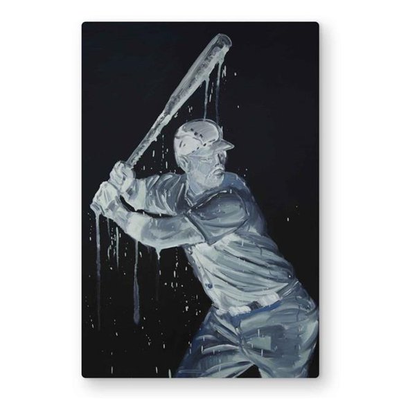 Begin Home Decor C1MP24367G1LDN 24 x 36 in. Baseball Player Metal Print Wall Art - American Man Cave Home Decor
