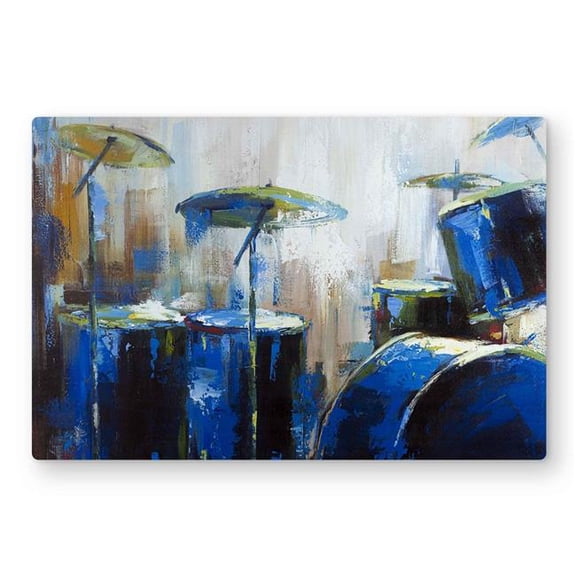Begin Home Decor C1MP24367Z3EEM 24 x 36 in. Abstract Drums - Blue Modern Metal Print Wall Art for Home Decor