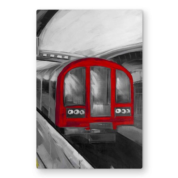 Begin Home Decor C1MP2436ASV97R 24 x 36 in. Waiting Subway Wall Art - Gray Transportation Metal Print