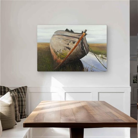 Begin Home Decor C1MP2436BZZ1SI 24 x 36 in. Old Abandoned Boat In A Swamp Wall Art - Marine Metal Print Decor