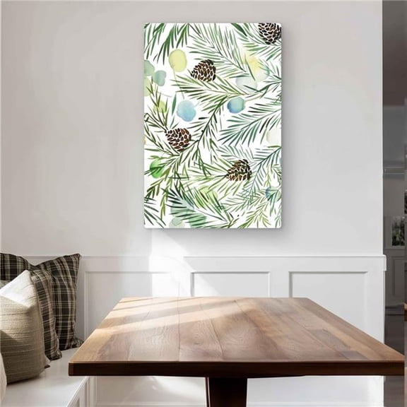Begin Home Decor C1MP2436DXVI4I 24 x 36 in. Pine Cone Pattern Wall Art - Minimalist Leaves Metal Print