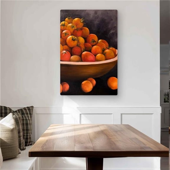 Begin Home Decor C1MP2436E2T8YC 24 x 36 in. Bowl of Cherry Tomatoes Wall Art - Contemporary Brown Metal Print
