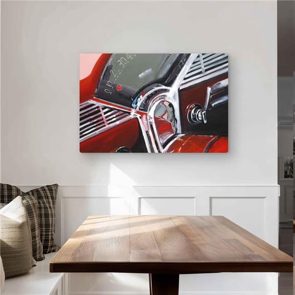 Begin Home Decor C1MP2436FC7ACX 24 x 36 in. Vintage Red Car Dashboard Wall Art - Gray Contemporary Metal Print