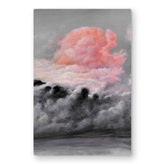 Begin Home Decor C1MP2436FI0U2C 24 x 36 in. Pink Clouds - Shapes Gray Metal Print Wall Art for Home Decor